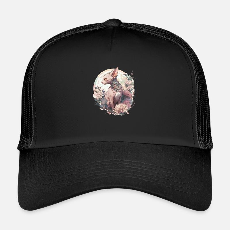 Japanese Cat Sphynx Nacktkatze - Trucker Cap - Schwarz/Schwarz