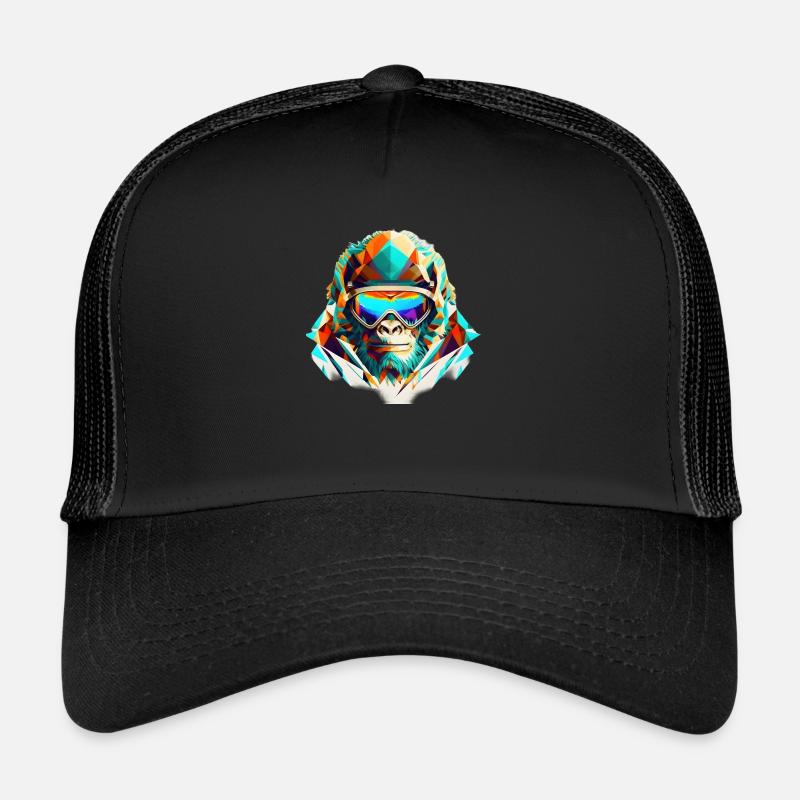 Skieur gorille cool - Casquette trucker - noir/noir