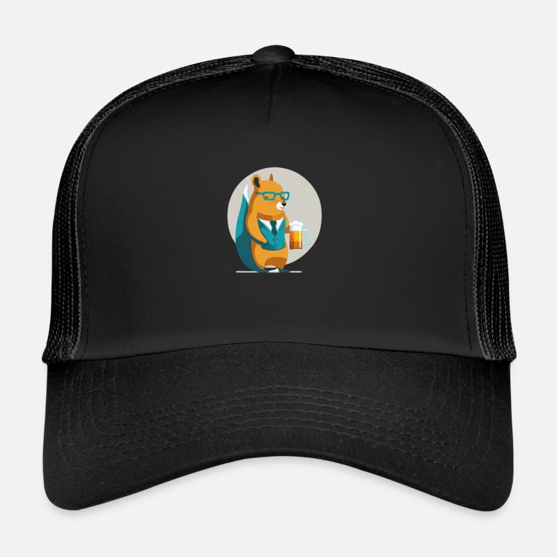 Drôle d’écureuil avec de la bière et des verres Casquette trucker 