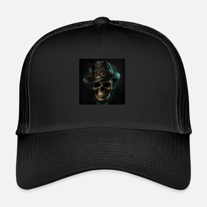 Vintage Schwarzer Totenkopf Trucker Cap