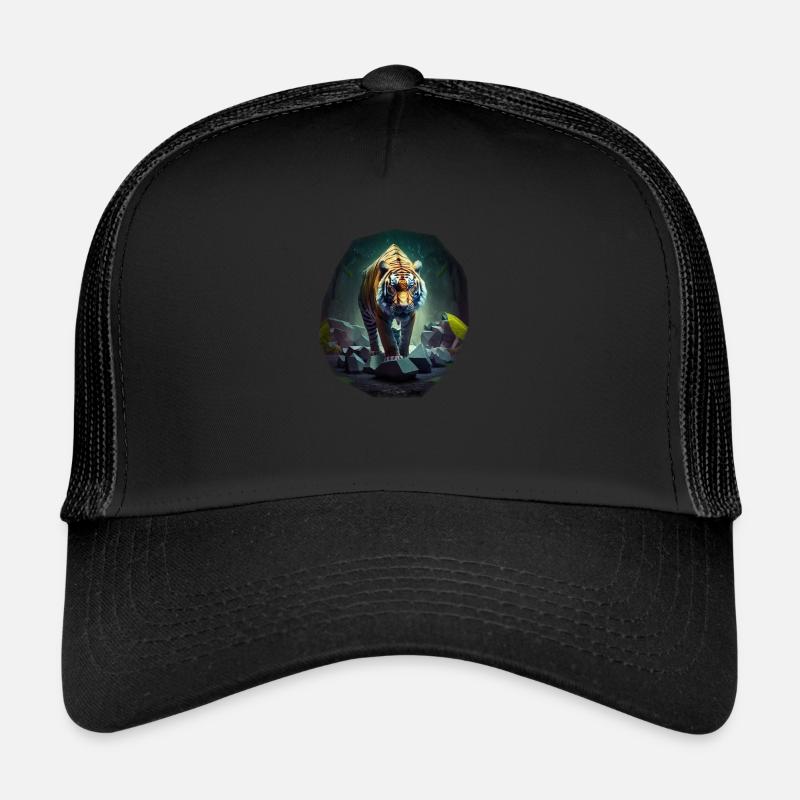 Tiger im Dschungel - Trucker Cap - Schwarz/Schwarz