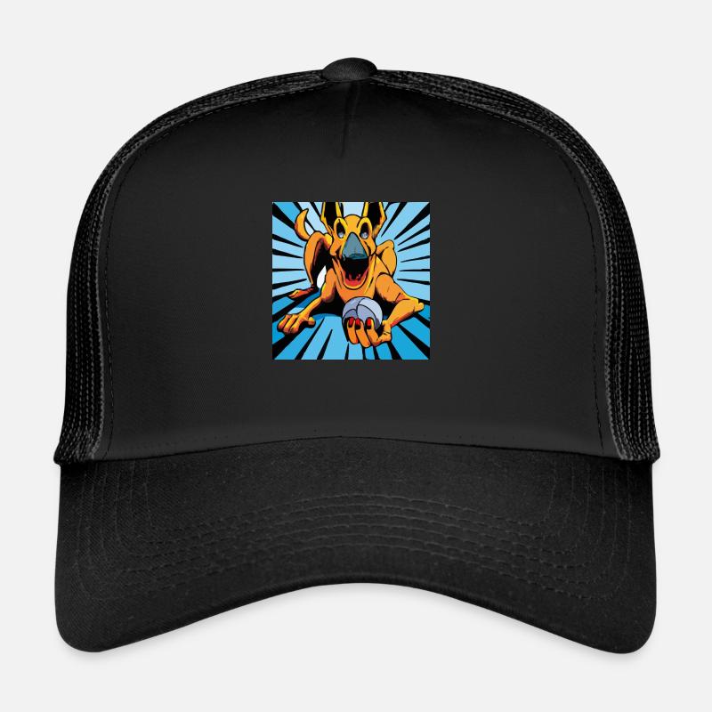 a dog with a ball illustroke 2 - Trucker Cap - black/black
