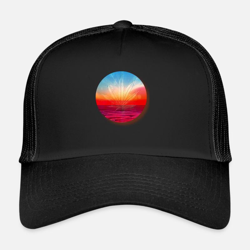 Hemp leaf before sunset Trucker Cap