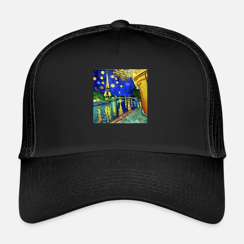 Paris Eiffelturm van gogh - Trucker Cap - Schwarz/Schwarz