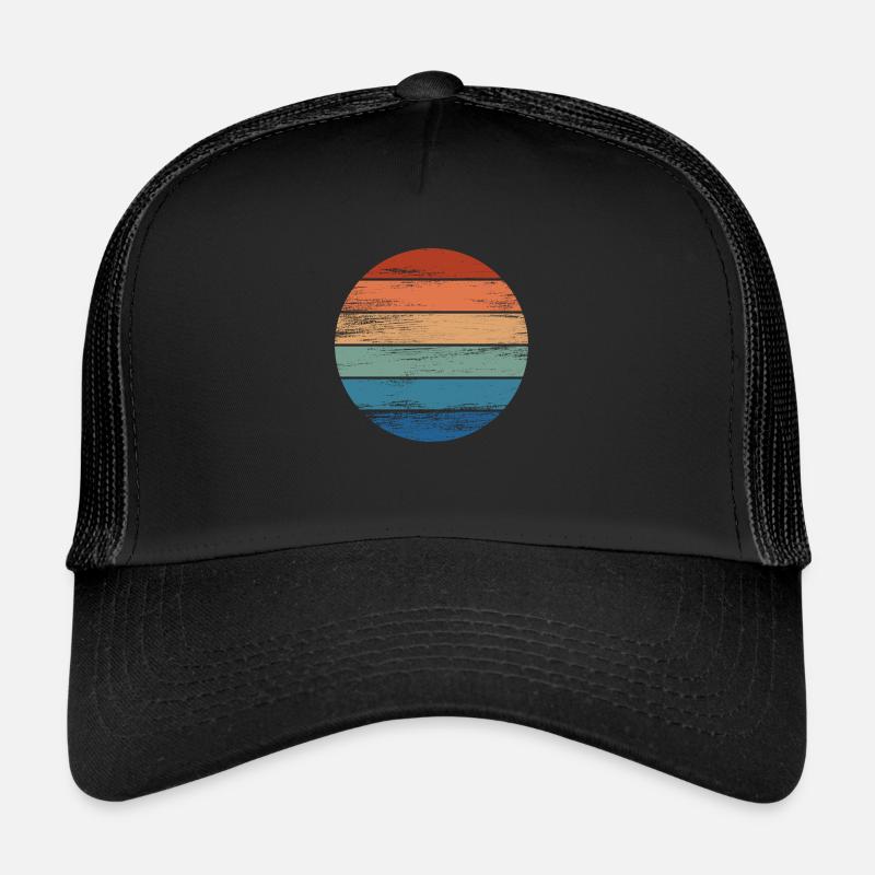 Retro Regenbogen Rainbow Kreis Distressed - Trucker Cap - Schwarz/Schwarz