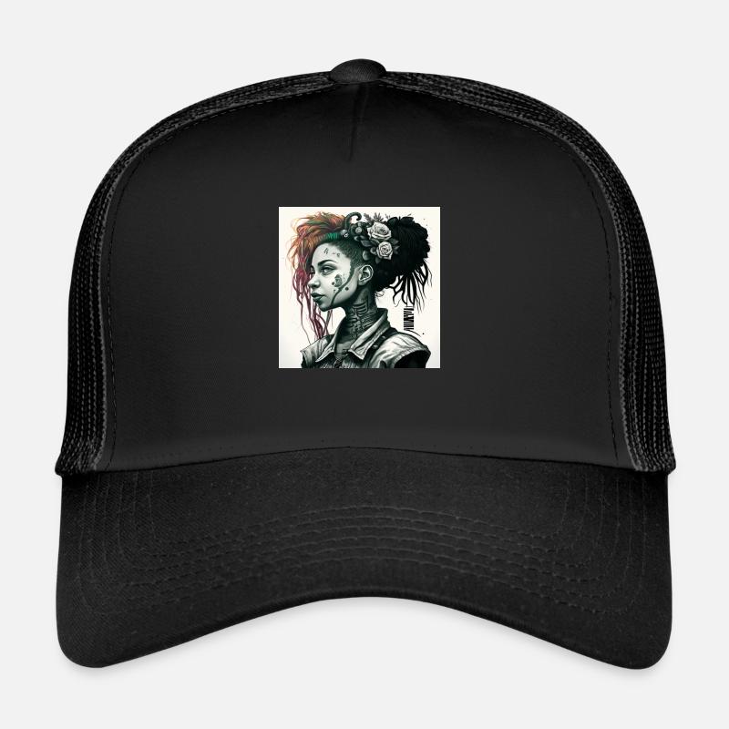 cyberg punk 9b218d23 480f 419d aceb 8af1c457f1fc - Casquette trucker  - noir/noir