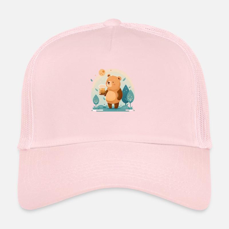 doux ours heureux avec bière Casquette trucker 