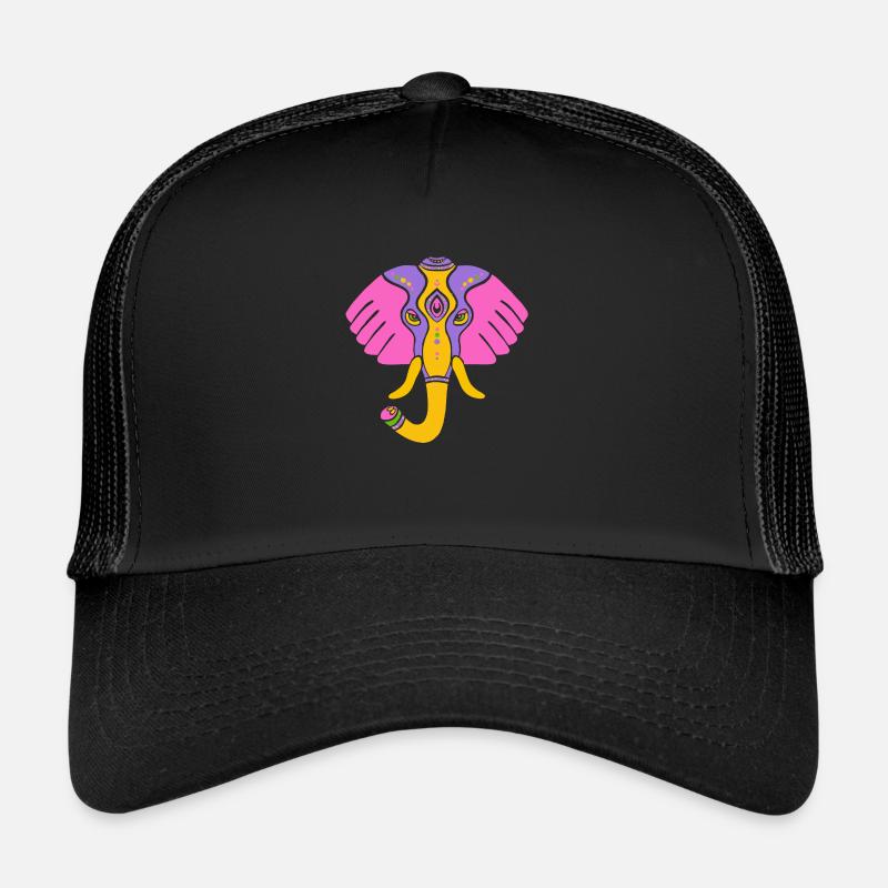 Symbol eines indischen Elefanten, Kultur Indiens - Trucker Cap - Schwarz/Schwarz
