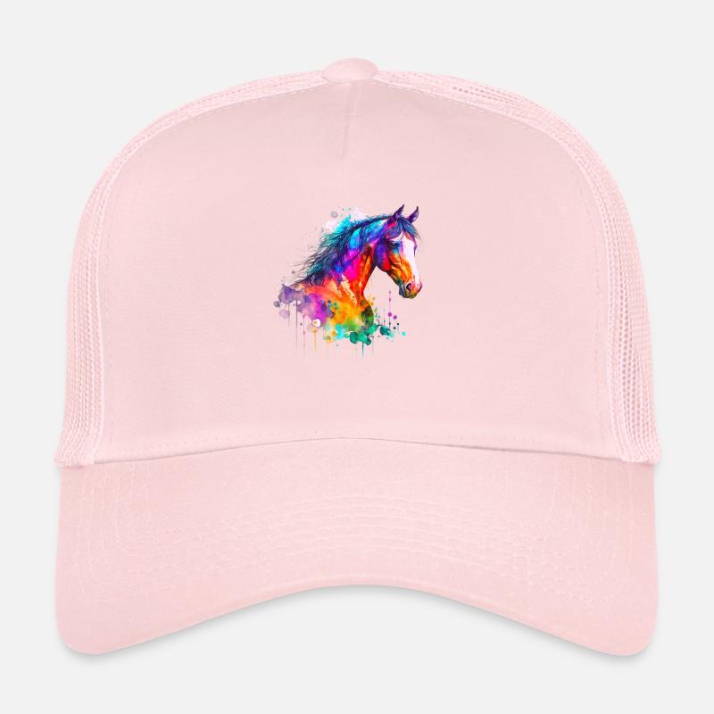 Idée Passion Chevaux Cavalier Aquarelle Splash Art Casquette trucker 
