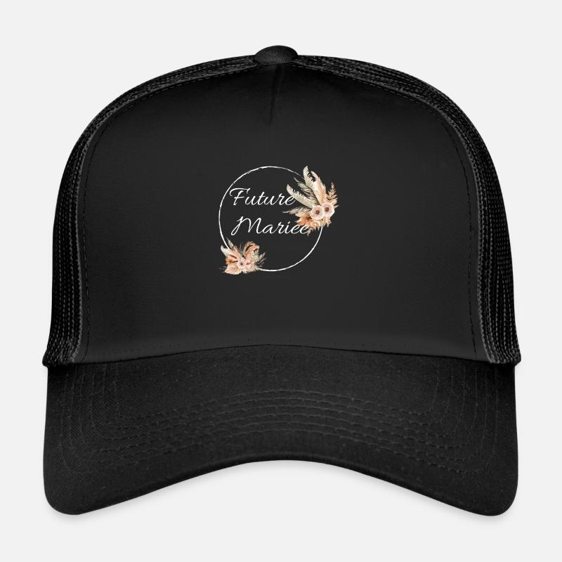 Future mariée floral - Casquette trucker  - noir/noir
