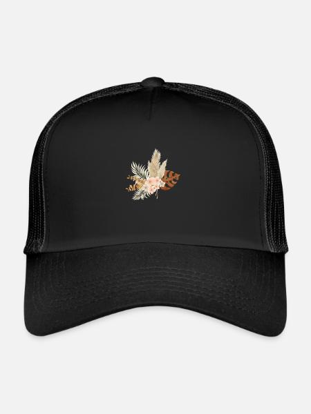 Fleurs bohèmes - Casquette trucker  - noir/noir - Devant