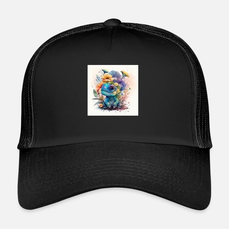 Dino Design - Trucker Cap - Schwarz/Schwarz