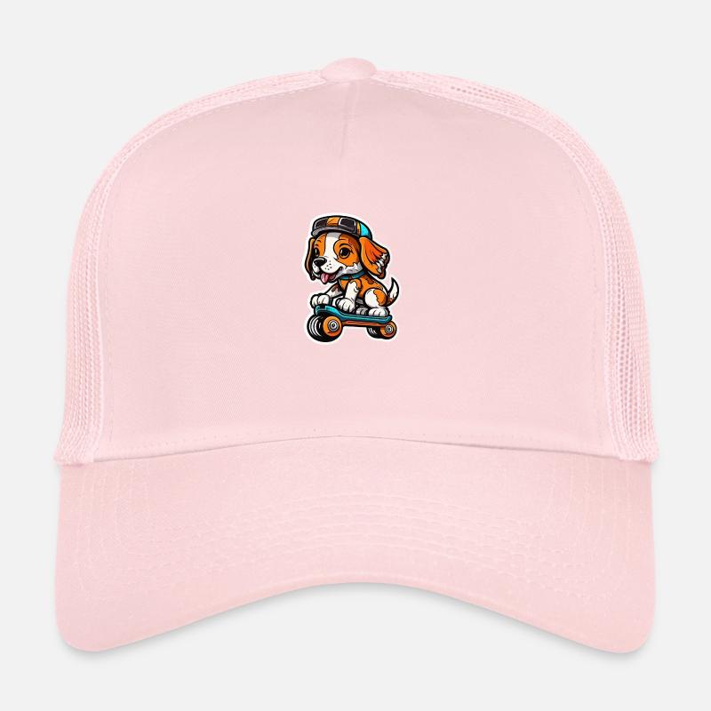 Doux chien sur une planche à roulettes Casquette trucker 