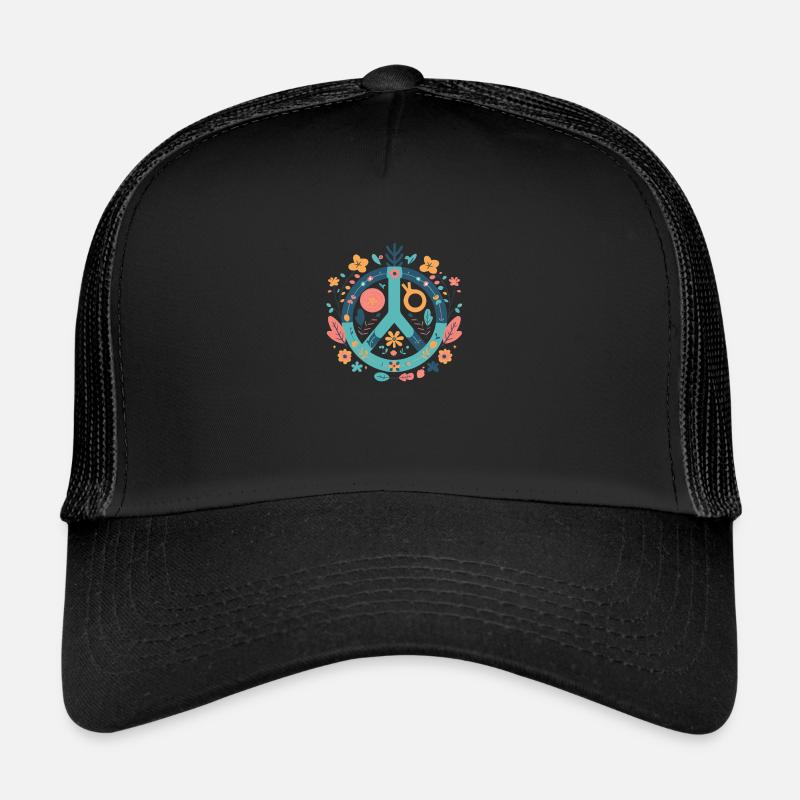 Frieden und Liebe - Trucker Cap - Schwarz/Schwarz