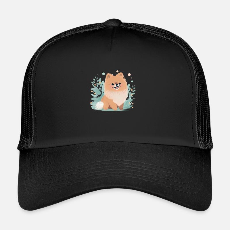 Pomeranian Miniature Spitz Drawing Trucker Cap