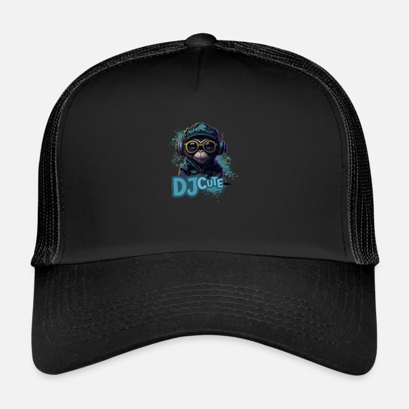 DJ mignon - singe dans des écouteurs Casquette trucker 