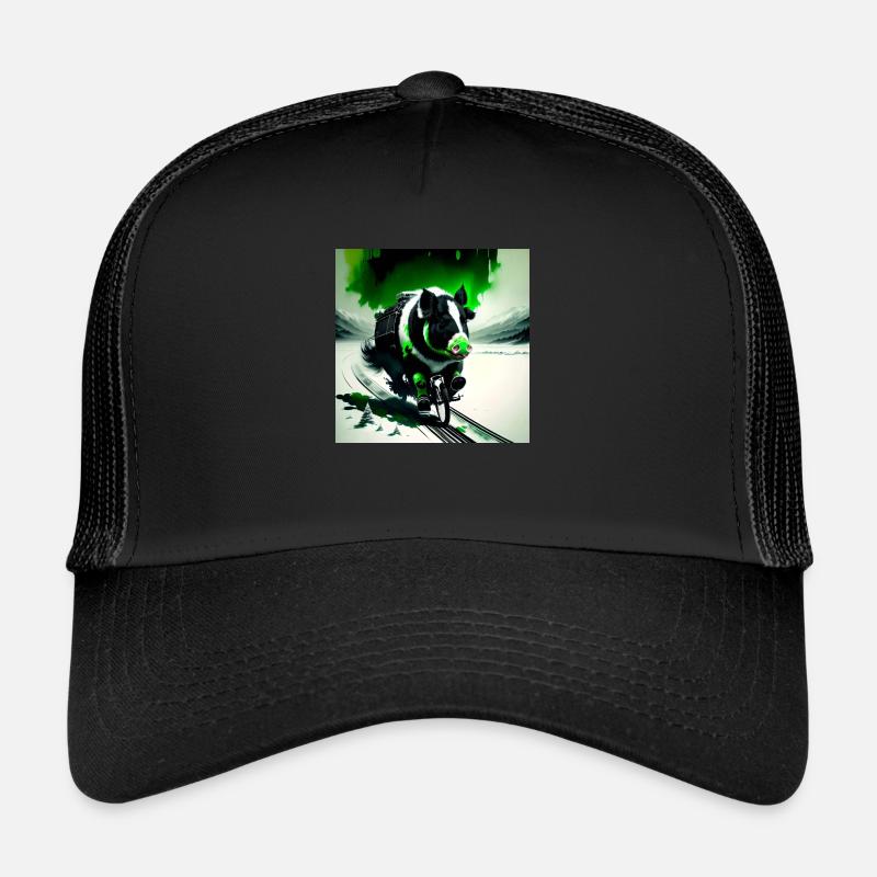 Le cochon vert - Casquette trucker  - noir/noir