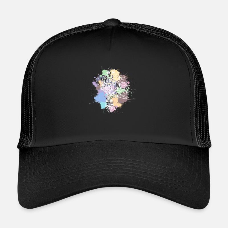 coiffe indienne blanc taches de couleurs pastel Casquette trucker 