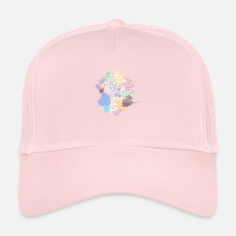 coiffe indienne blanc taches de couleurs pastel Casquette trucker 