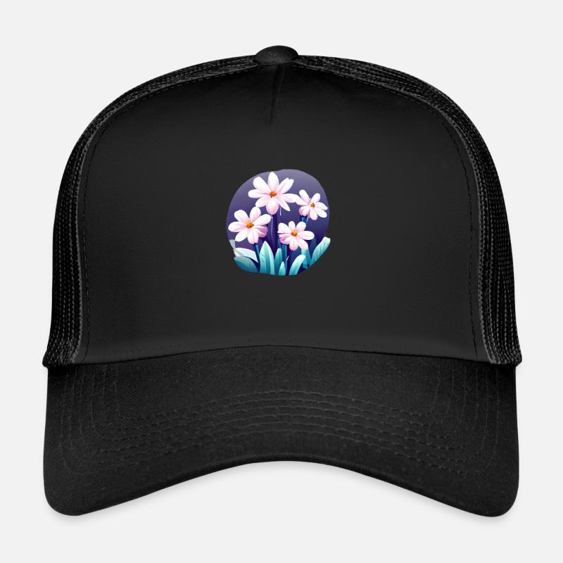 Blumen Blumenwiese Blumenstrauß Floristik - Trucker Cap - Schwarz/Schwarz