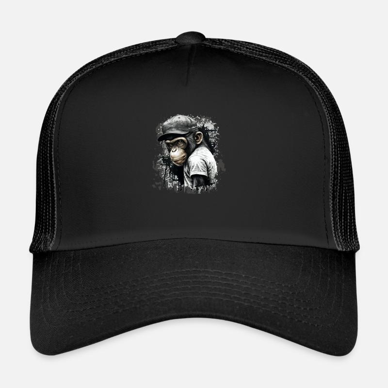 süßer Babyaffe - Trucker Cap - Schwarz/Schwarz