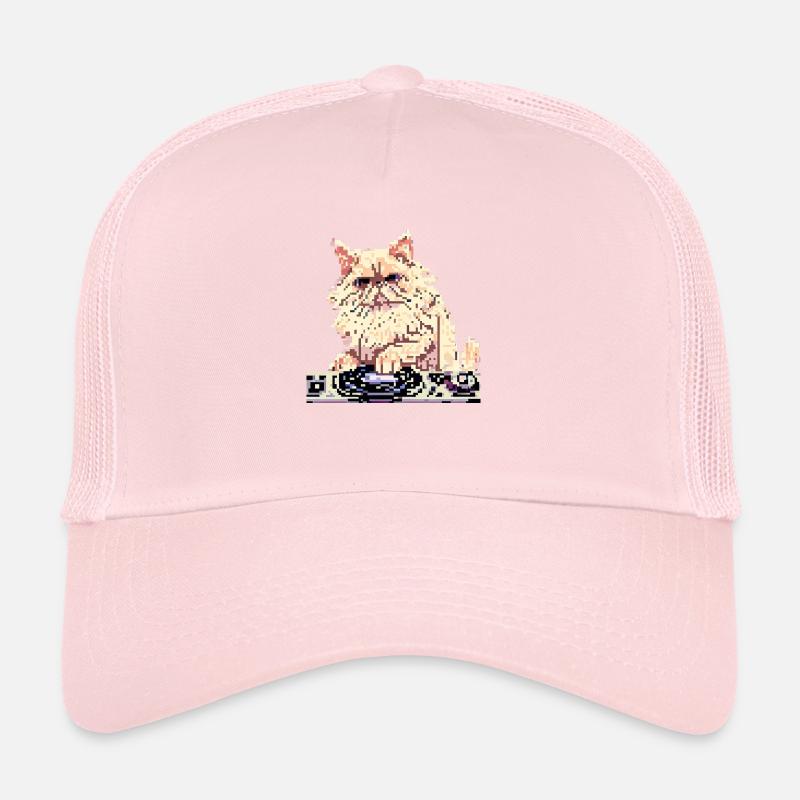 Le chat persan DJ Negan dans le pixel art Casquette trucker 