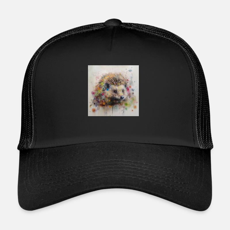 Modern & Colourful Hedgehog Wall Art by Bodhi - Trucker Cap - black/black