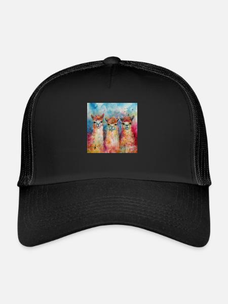 Modern & Colourful Alpaca Wall Art by Bodhi - Trucker Cap - black/black - Front
