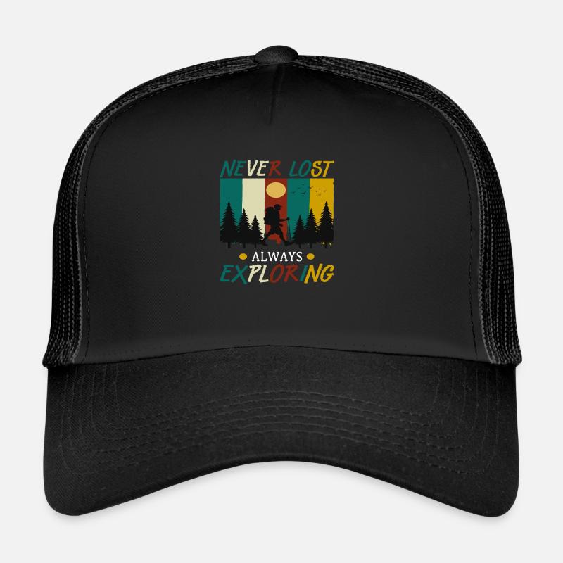 Never Lost always Exploring - Trucker Cap - Schwarz/Schwarz