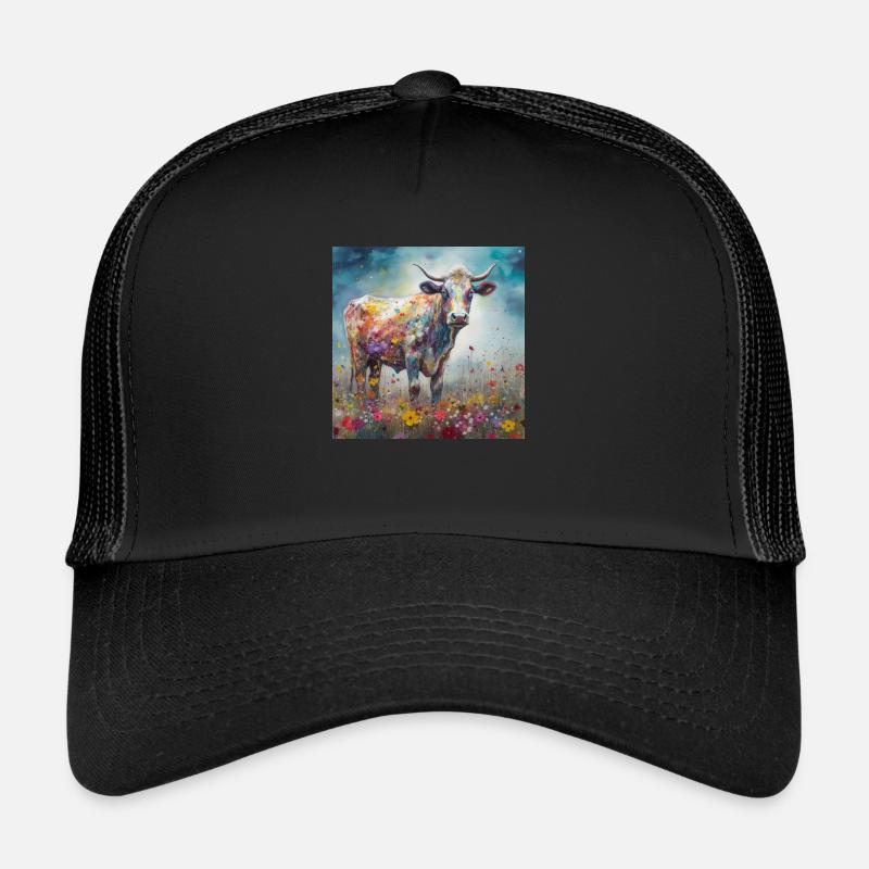 Vibrant Cow Art Trucker Cap