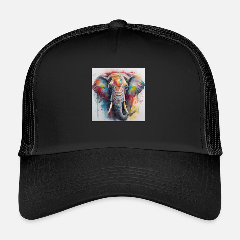 Modern & Colourful Elephant Wall Art by Bodhi - Trucker Cap - black/black