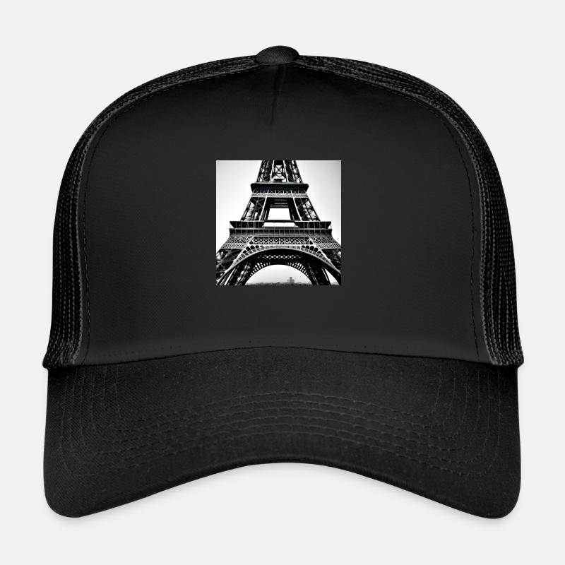 Elégance éternelle - Tour Eiffel à Paris - Casquette trucker  - noir/noir