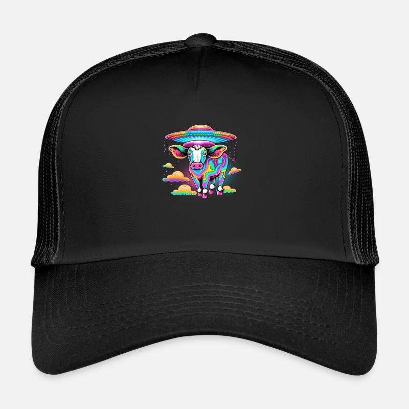 Vache psychodélique extraterrestre - Casquette trucker - noir/noir