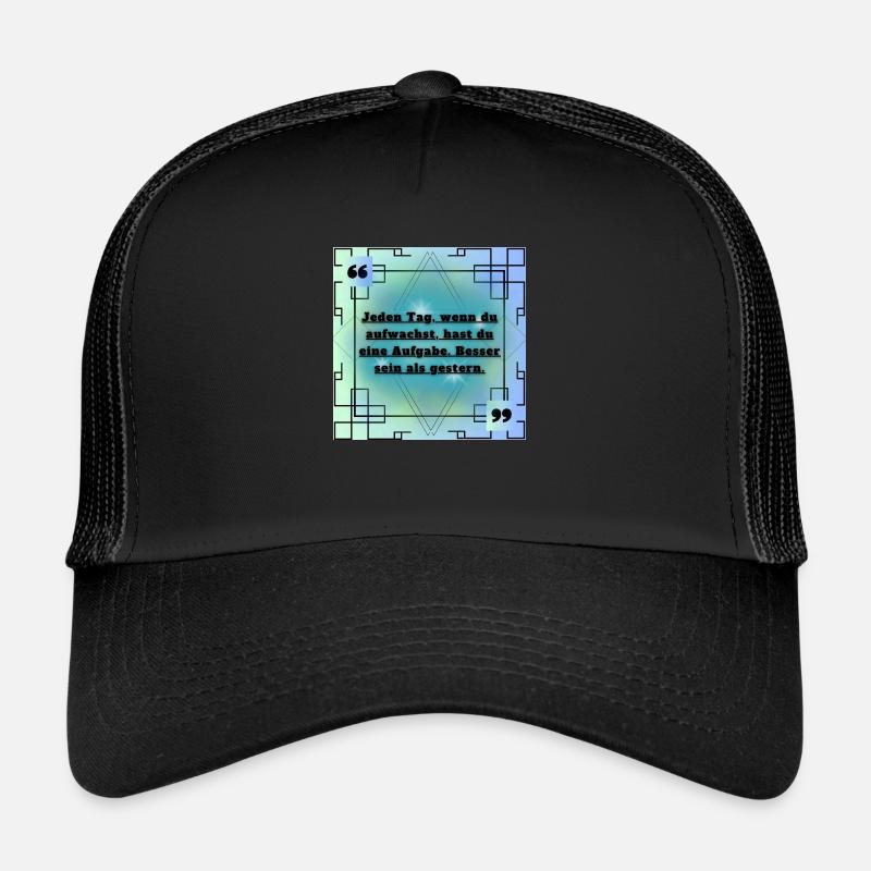 Zitat Sprüche - Trucker Cap - Schwarz/Schwarz