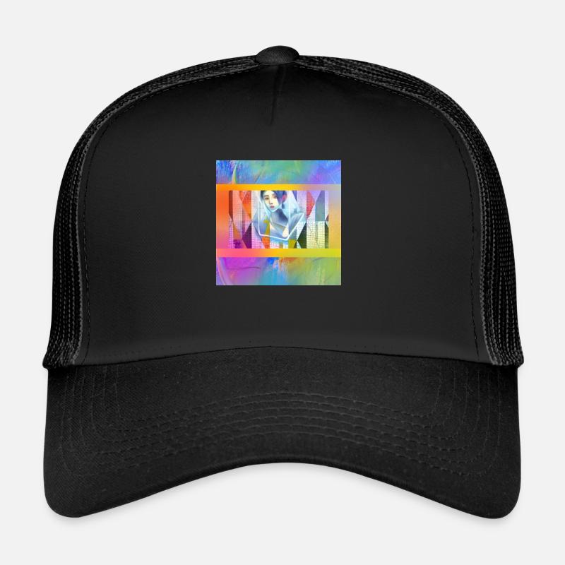 Anime coloré - Casquette trucker  - noir/noir