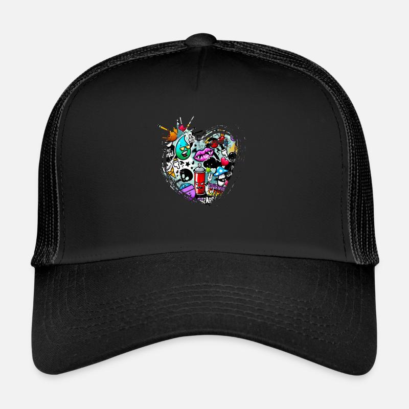 Graffiti-Stil Splash Hip-Hop-Farben Malerfarbe - Trucker Cap - Schwarz/Schwarz