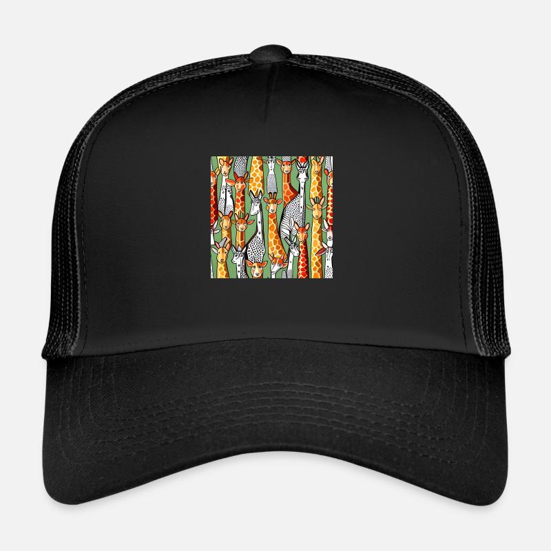 Glückliches Giraffenmuster - Trucker Cap - Schwarz/Schwarz
