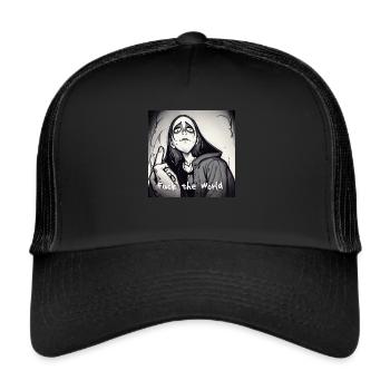 Fuck the world - Trucker Cap - Schwarz/Schwarz - Vorne