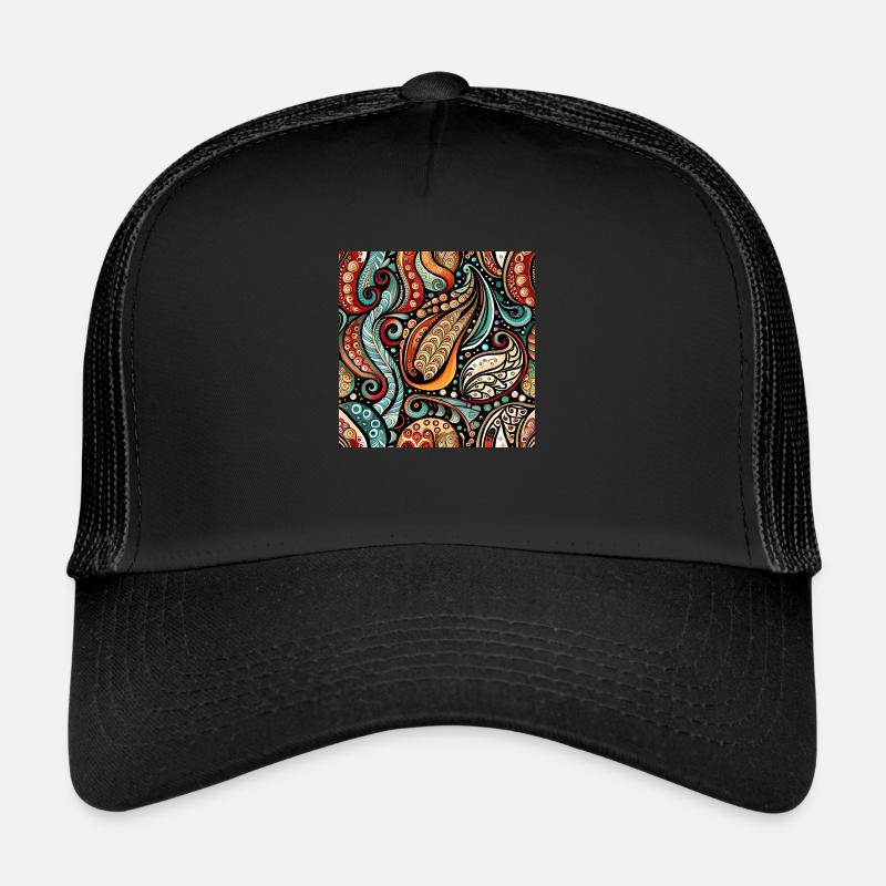 Zentangle Paisley Pattern - Casquette trucker  - noir/noir
