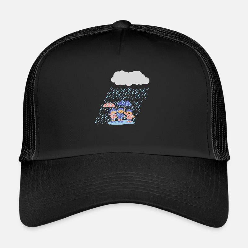 3 süße Kinder im Regen - Trucker Cap - Schwarz/Schwarz