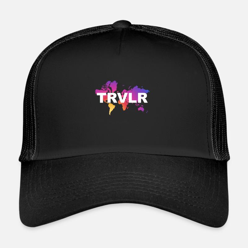 TRVLR (White Logo) - Trucker Cap - Schwarz/Schwarz