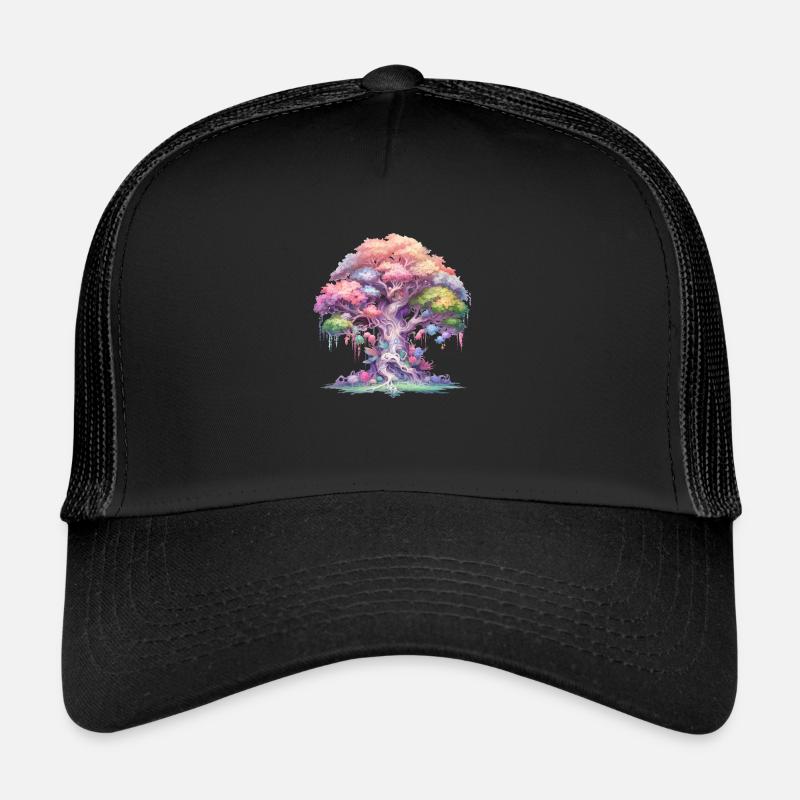 Fairy Tree, Baum aus dem Märchenland, Phantasie - Trucker Cap - Schwarz/Schwarz