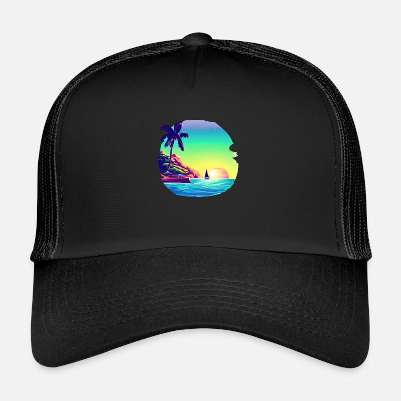 Vacances d’été Sun Palm Beach Palm Island Casquette trucker 