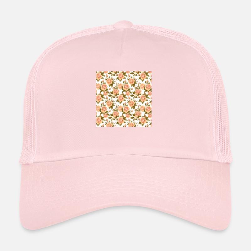 Roses Seamless Pattern Beautiful Elegant Aesthetic Trucker Cap
