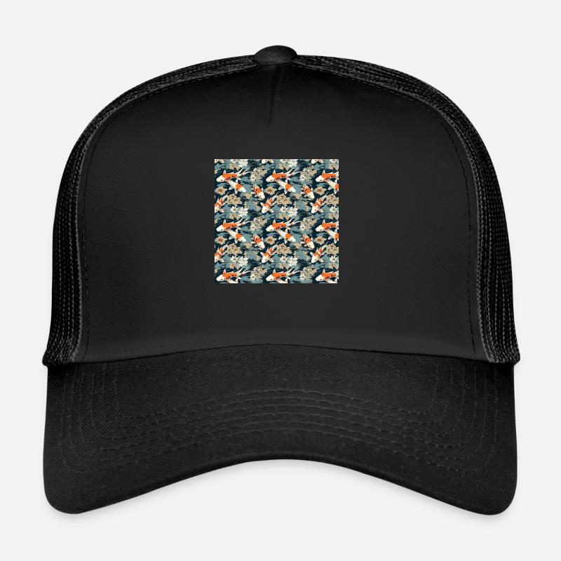 Koi Fish Seamless Pattern Japanese Asian Chinese Trucker Cap