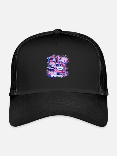 Graffiti style Splash hip hop couleurs peintre couleur - Casquette trucker  - noir/noir - Devant
