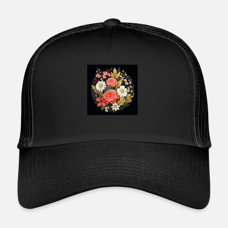 Botanical Circle Stylish Design for a TShirt - Trucker Cap - Schwarz/Schwarz