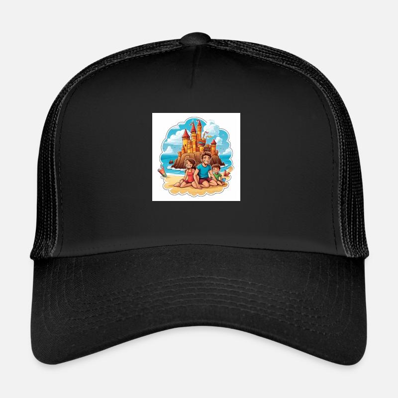 Sunkissed Fun Family Beach Day with Sandcastles Trucker Cap