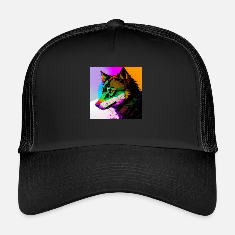 Ein bunter Wolf Trucker Cap