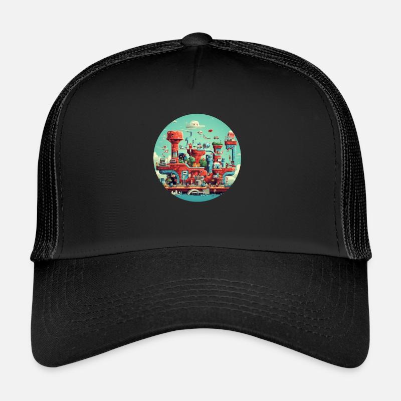 Jeu vidéo rétro nostalgique - Casquette trucker - noir/noir